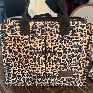 Leopard Print Tote Bag in Beige and Black